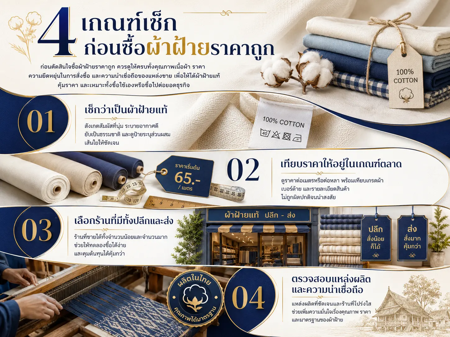ผ้าฝ้ายพื้นเมืองลำพูน ราคาส่ง ซื้อที่ไหนดี