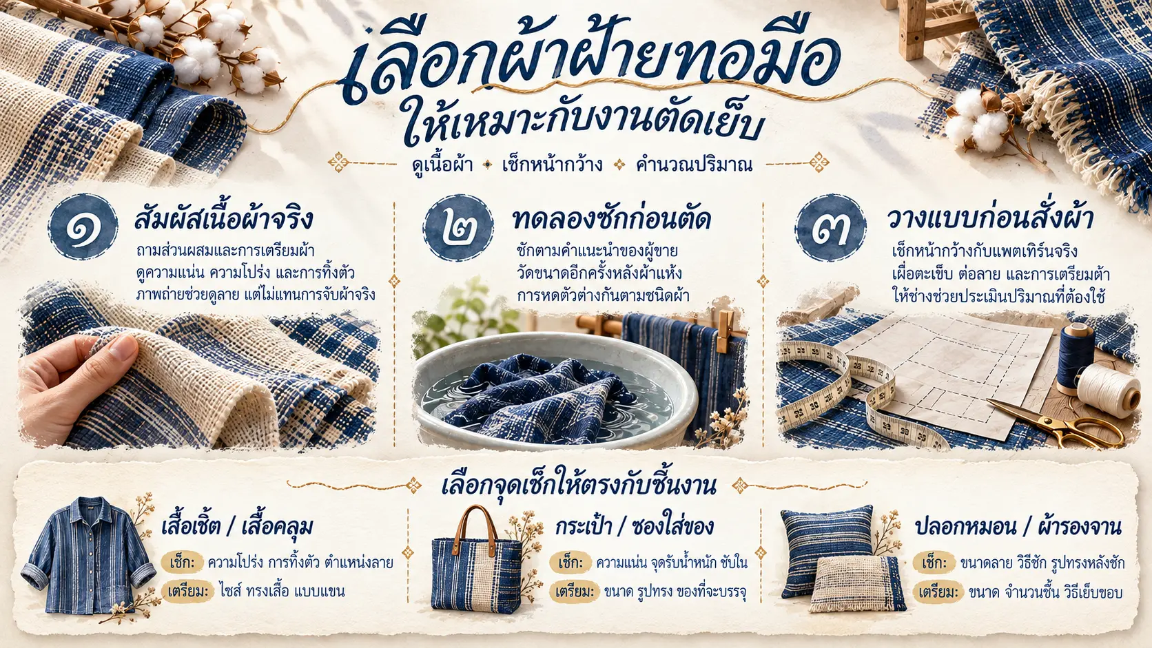 ผ้าฝ้ายทอมือสำหรับตัดเสื้อ